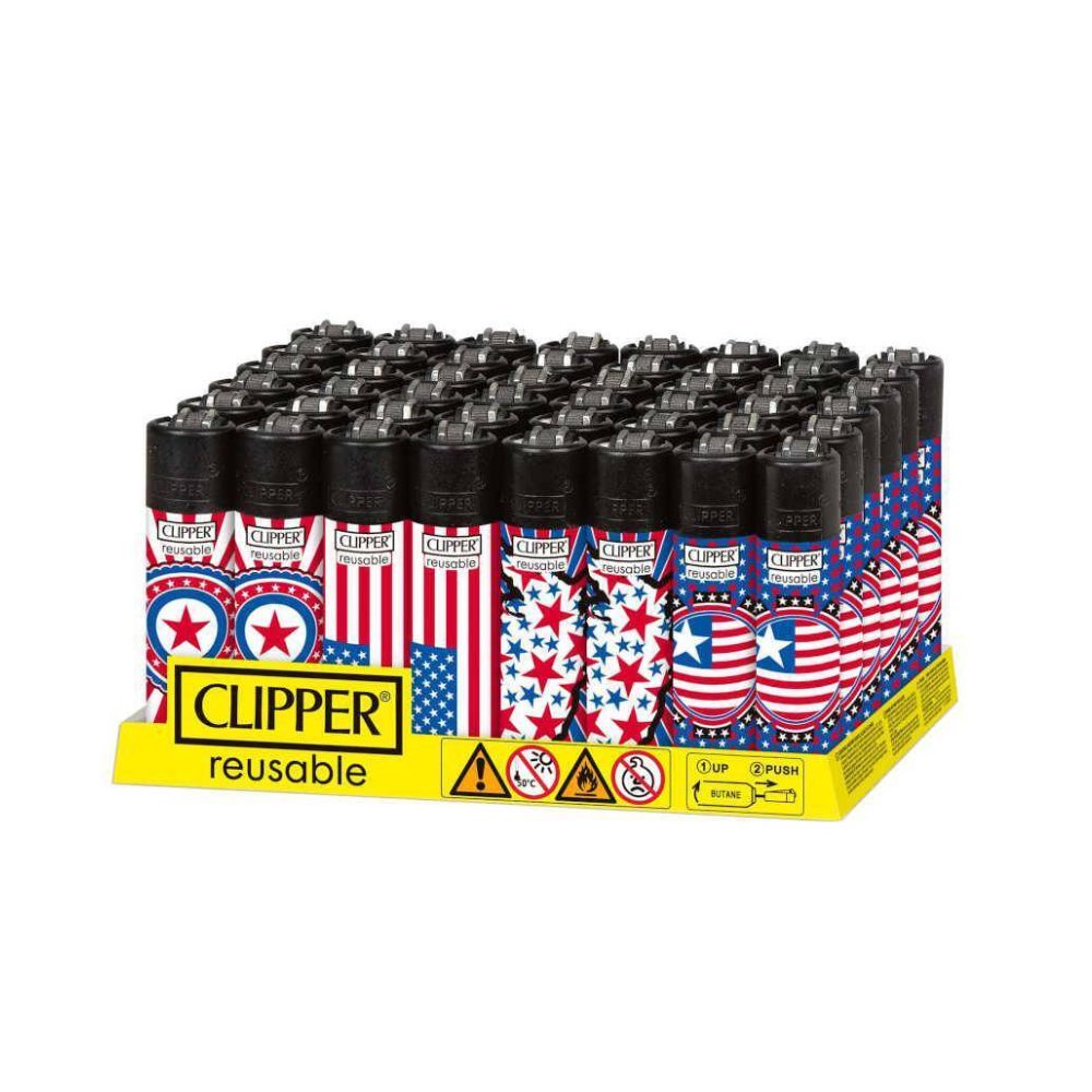 Clipper (DSPLY 48pc)(Lighter) CP11R Reusable Classic Large National Stars