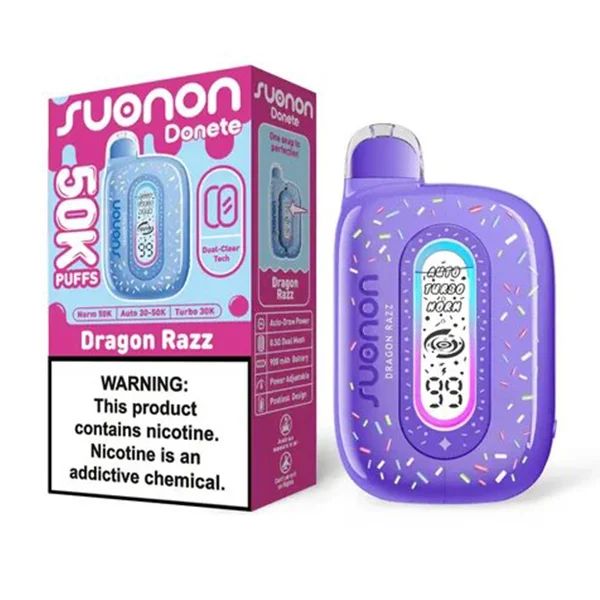 Suonon Donete 50k Disposable Dragon Razz with packaging